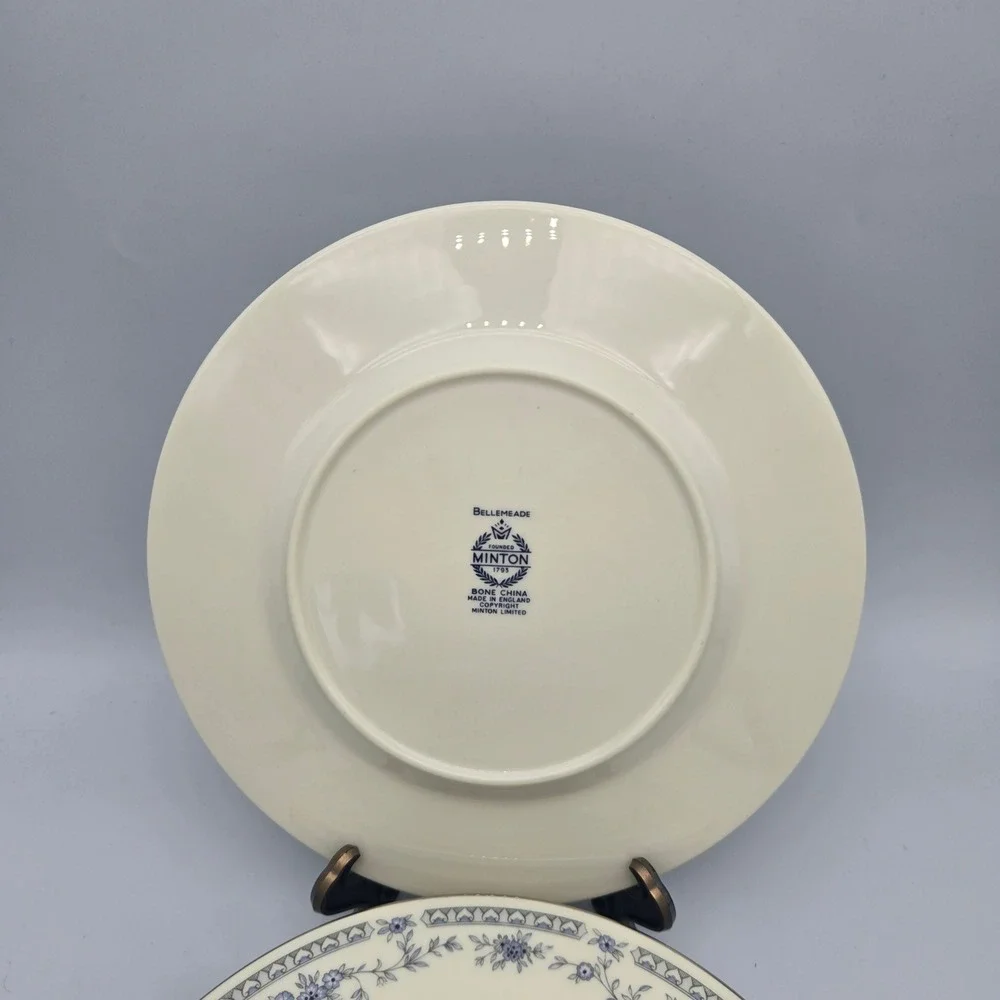 Minton Bellemeade Salad Plates Set of 6 Blue Floral Bone China 8